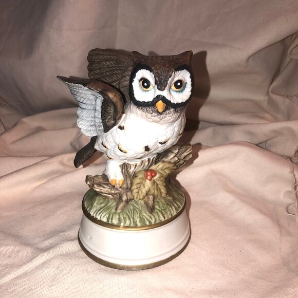 Vintage Other - Vintage Owl Music Box Figurine Plays Some Enchanted Evening